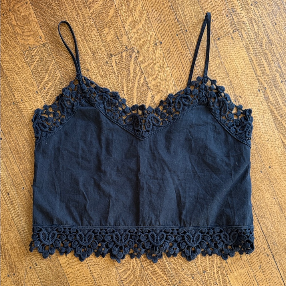 Urban Outfitters Black Crochet-Trim Cami Tank